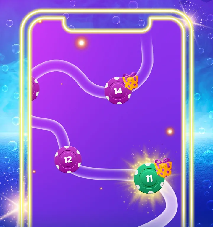OJO Levels map in the PlayOJO app