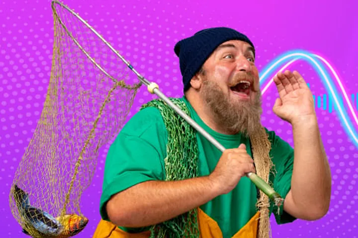 PlayOJO fisherman with a landing net, from the brand's Canadian banner