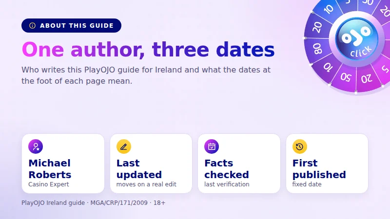 About this PlayOJO guide for Ireland: author, sources and the three page dates